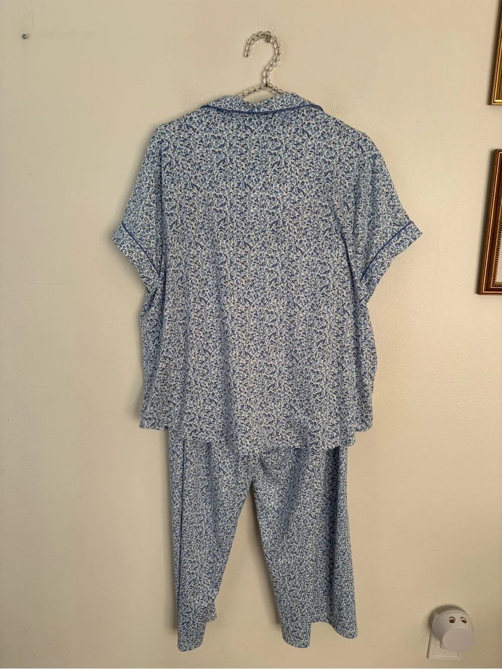 KATE SPADE Light Blue Floral Flower Lounge Pajama Set Short Sleeve Pant X-Large
